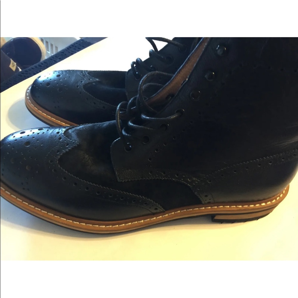 1901 WINGTIP Men Boot Brogue Oxford Black Lace Up Leather Shoes 15